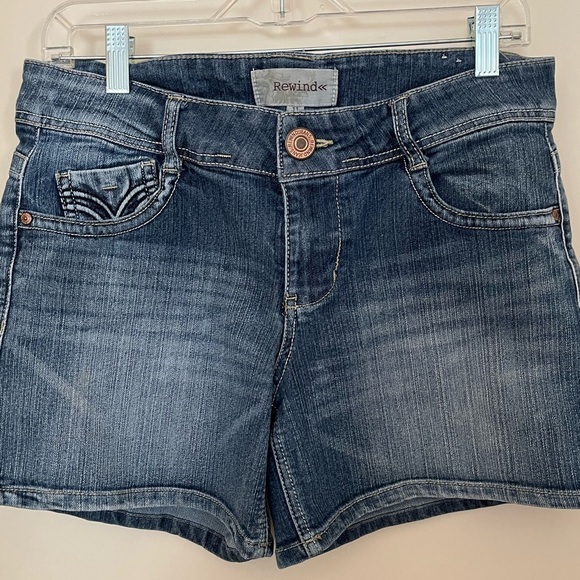 Rewind Blue Jean Shorts with Subtle Fading - Picture 1 of 4